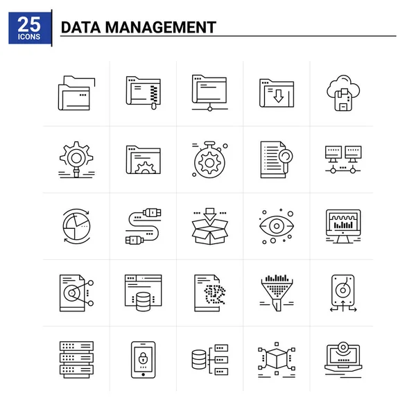 25 Daten-Management-Icon-Set. Vektorhintergrund — Stockvektor