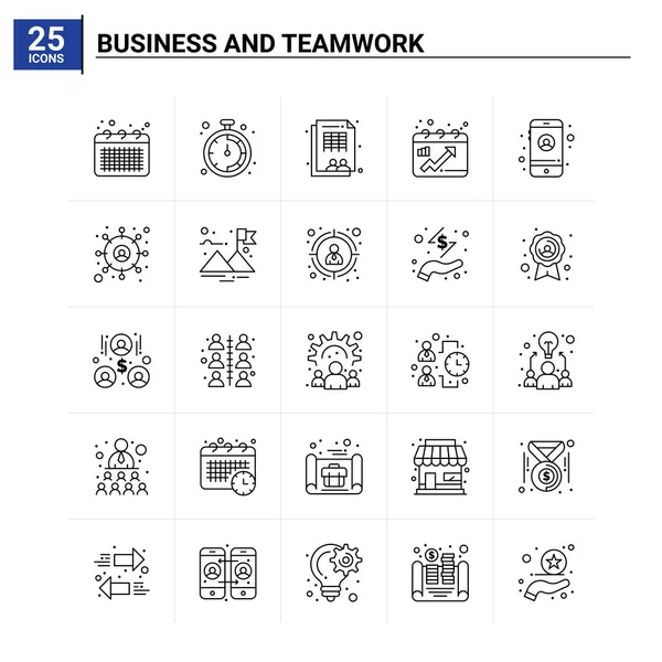 25 Business and Teamwork图标集。 矢量背景 — 图库矢量图片