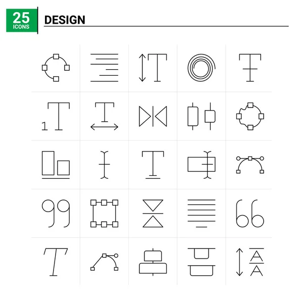 25 Conjunto de iconos de diseño. fondo de vector — Vector de stock