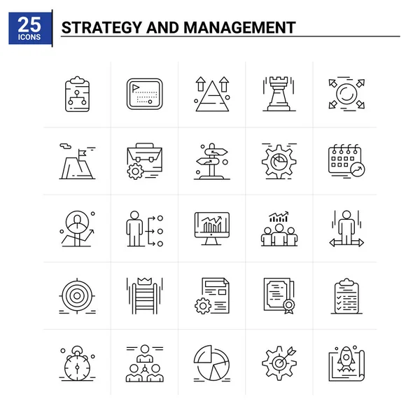25 Strategie en Management icoon set. vectorachtergrond — Stockvector