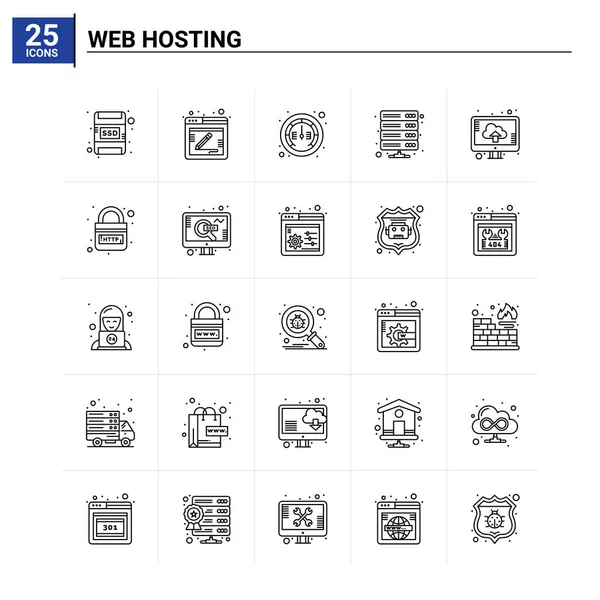 25 Набор иконок веб-хостинга. векторный фон — стоковый вектор