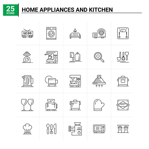 25 Ev Eşyası ve Mutfak ikonu seti. vektör arkaplanı — Stok Vektör