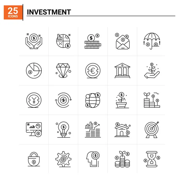 25 Zestaw ikon inwestycyjnych. tło wektora — Wektor stockowy