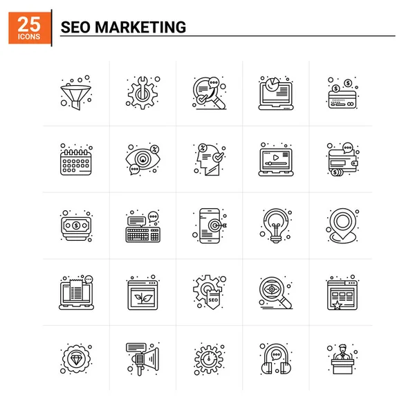 Ensemble d'icônes 25 Seo Marketing. fond vectoriel — Image vectorielle