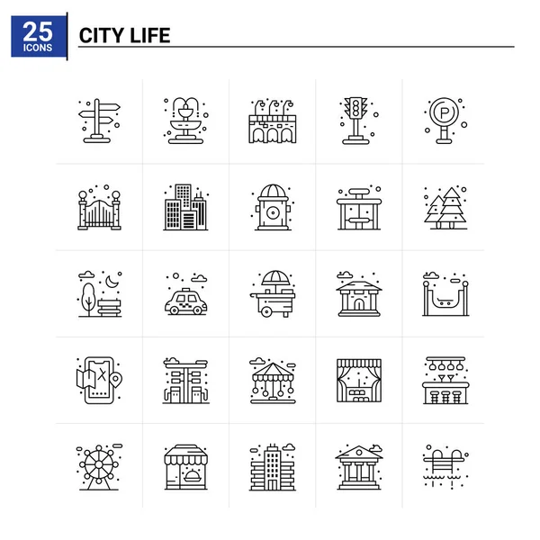 25 City Life icon set. vector background — Stock Vector