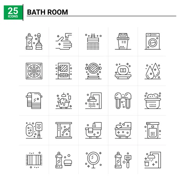 25 набор значков для ванной комнаты. векторный фон — стоковый вектор