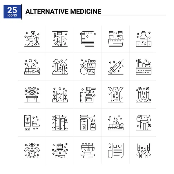 25 Conjunto de iconos de medicina alternativa. fondo de vector — Archivo Imágenes Vectoriales