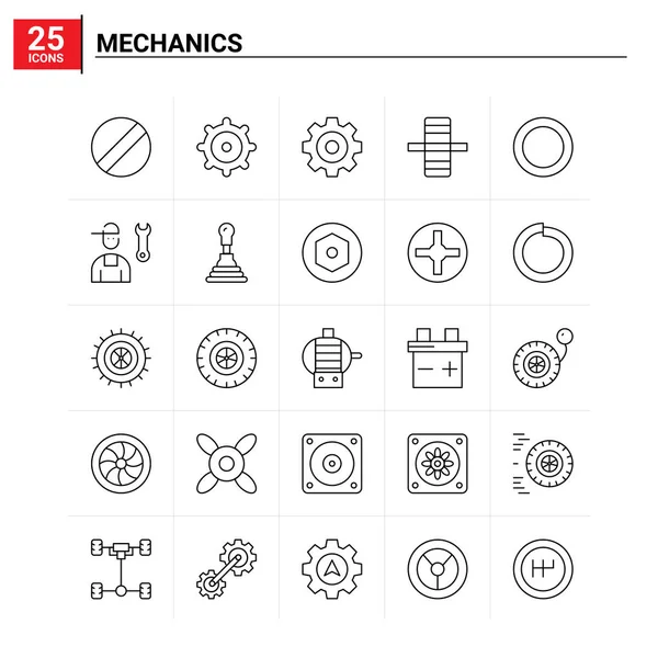 25 Conjunto de iconos de Mecánica. fondo de vector — Vector de stock