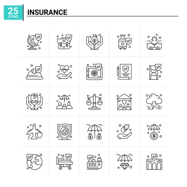 25 Zestaw ikon ubezpieczeniowych. tło wektora — Wektor stockowy