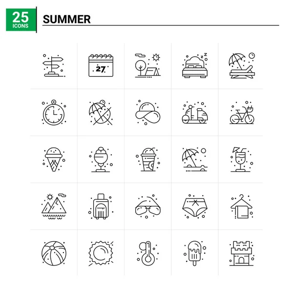 25 Letní ikona nastavena. pozadí vektoru — Stockový vektor