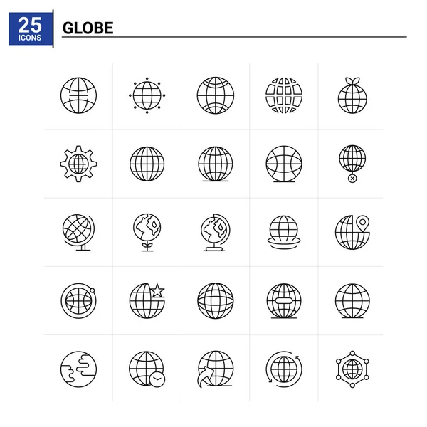 25 Conjunto de iconos Globe. fondo de vector — Archivo Imágenes Vectoriales