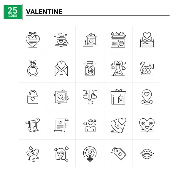 25 San Valentín conjunto de iconos. fondo de vector — Archivo Imágenes Vectoriales