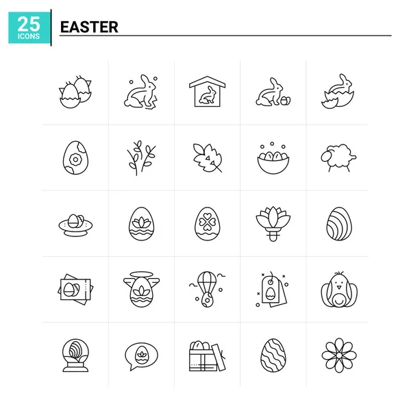 25 Set de iconos de Pascua. fondo de vector — Vector de stock