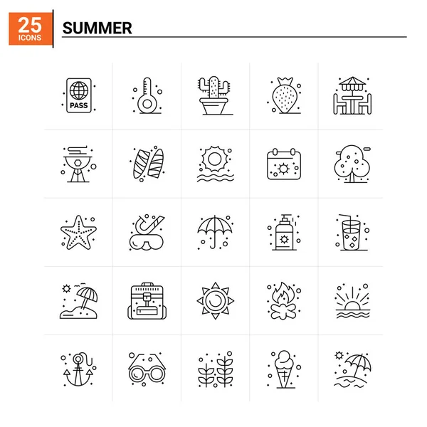 25 Letní ikona nastavena. pozadí vektoru — Stockový vektor