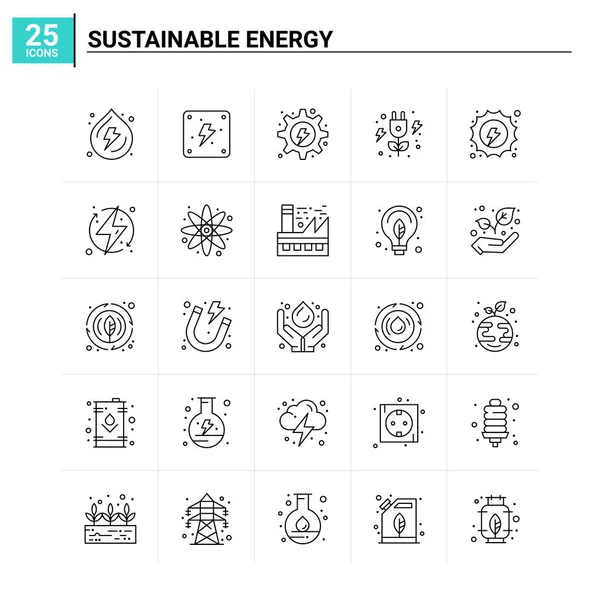 25 Conjunto de iconos de Energía Sostenible. fondo de vector — Vector de stock