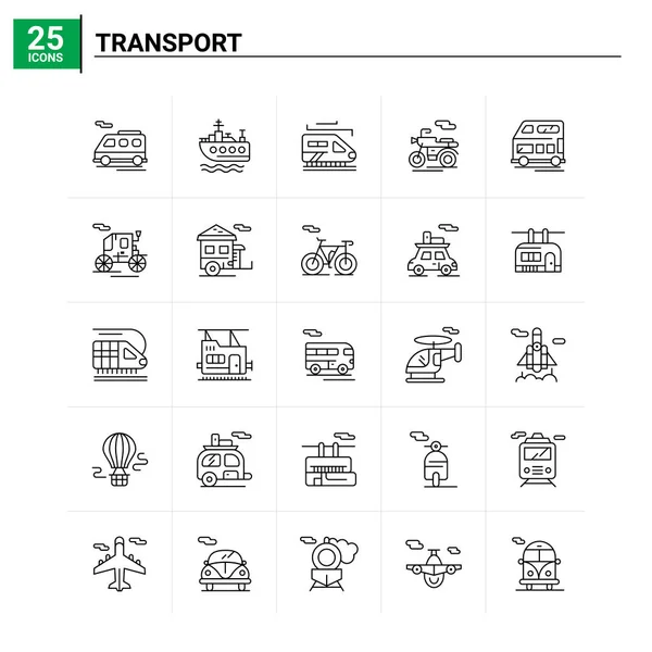 25 Conjunto de iconos de transporte. fondo de vector — Vector de stock