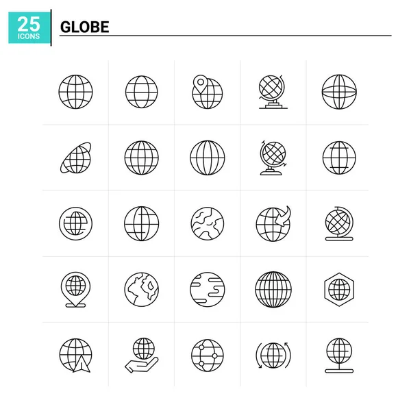 25 Conjunto de iconos Globe. fondo de vector — Archivo Imágenes Vectoriales