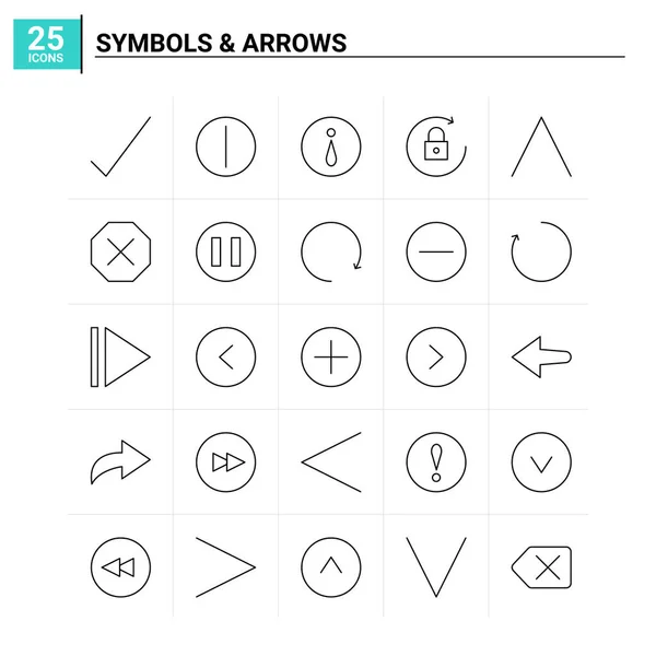25 symbolů a šipek nastaveno. pozadí vektoru — Stockový vektor