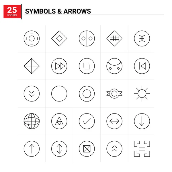 25 Símbolos & Conjunto de ícones de setas. fundo vetorial — Vetor de Stock