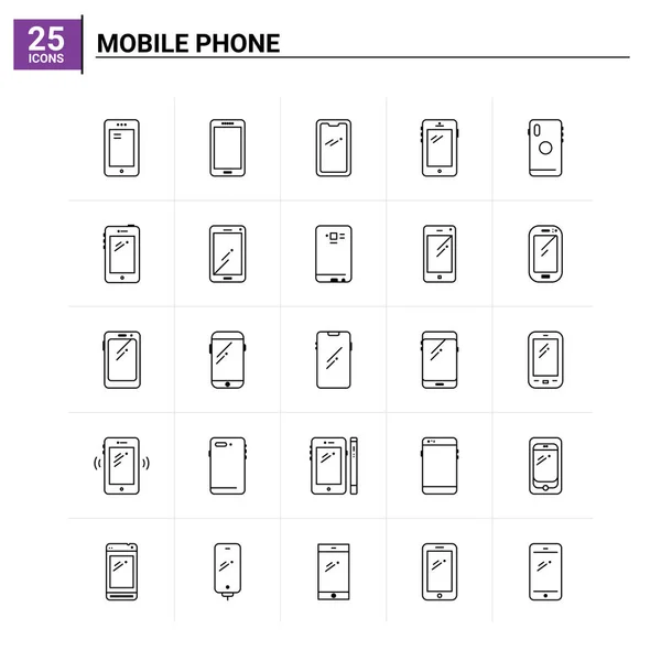 Набор значков 25 Mobile Phone. векторный фон — стоковый вектор