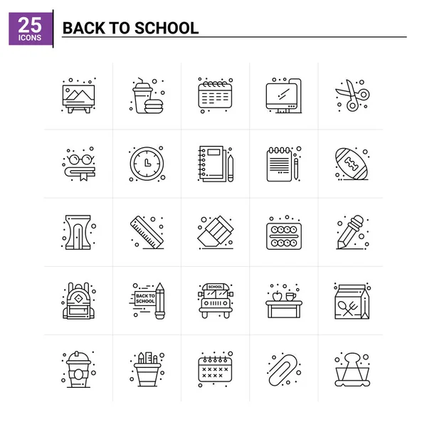 25 Back To School icon set. vector background — Stock Vector