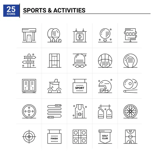 25 Deportes & Conjunto de iconos de actividades. fondo de vector — Vector de stock