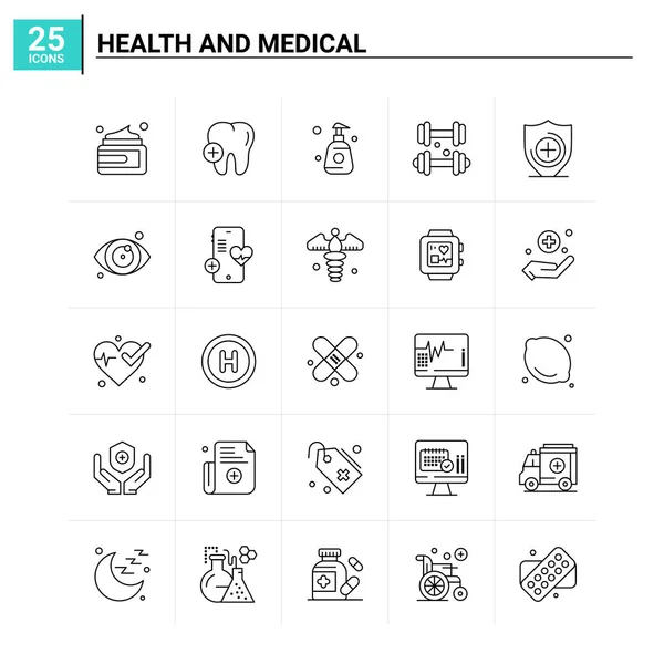 Conjunto de ícones de Saúde e Medicina 25. fundo vetorial — Vetor de Stock