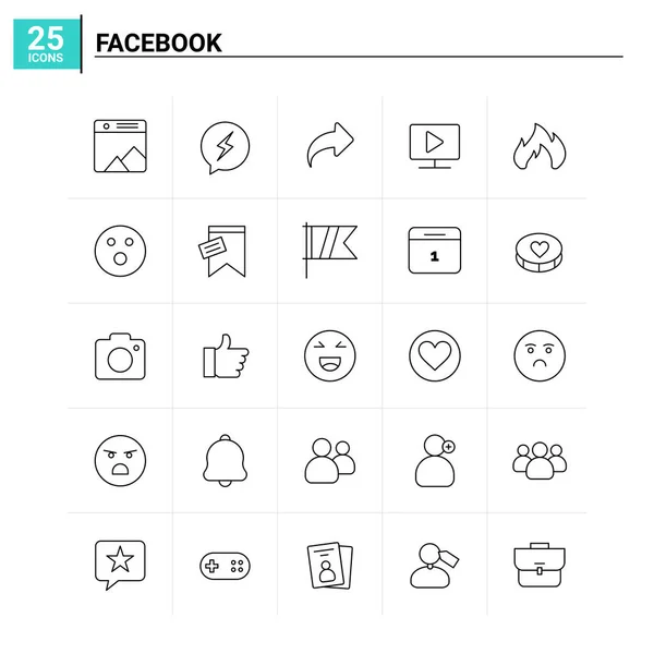 25 set di icone di Facebook. sfondo vettoriale — Vettoriale Stock
