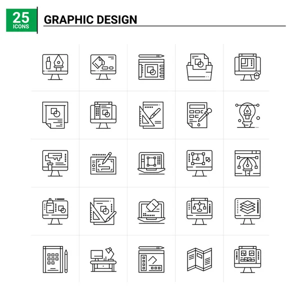 25 Graphic Design icon set. vector background — 스톡 벡터