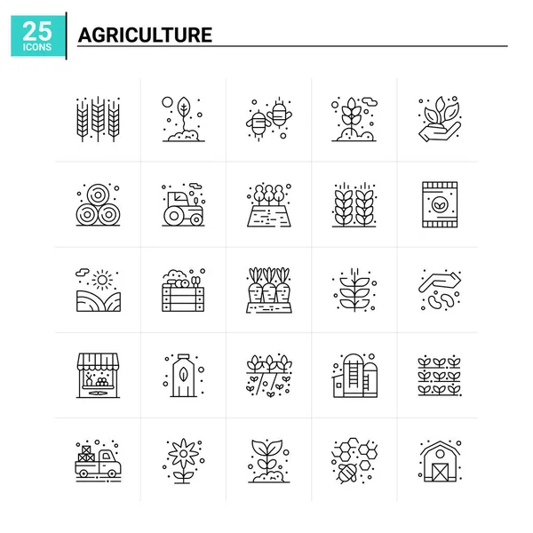 25 landbouw icoon set. vectorachtergrond — Stockvector