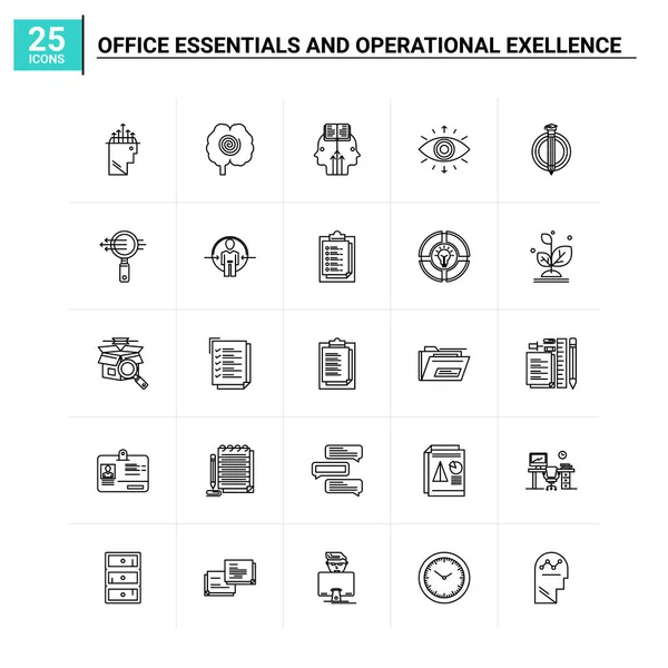 25 Ensemble d'icônes Essentiels de bureau et Exellence opérationnelle. vecteur — Image vectorielle
