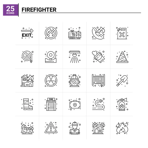 25 набор значков пожарного. векторный фон — стоковый вектор