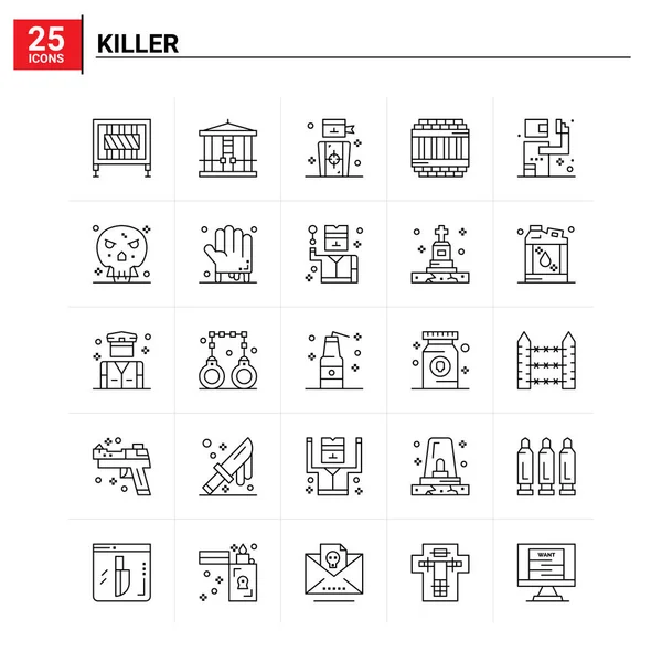 25 набор значков убийцы. векторный фон — стоковый вектор