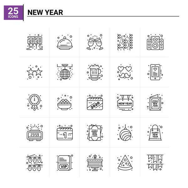 25 новогодних иконок. векторный фон — стоковый вектор