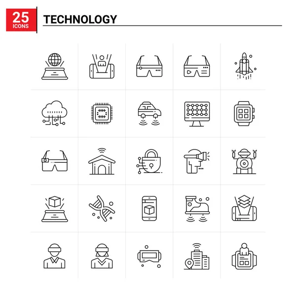 25 Technology icon set. vector background — Stock Vector