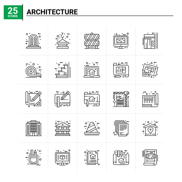 25 Conjunto de iconos de arquitectura. fondo de vector — Vector de stock