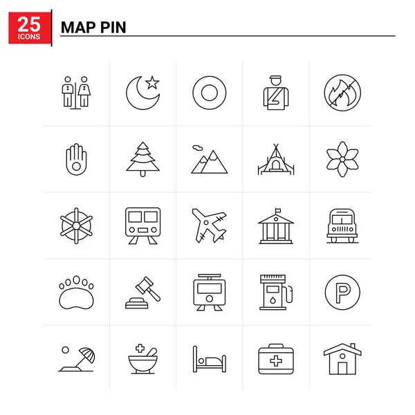 25 Набор значков Map Pin. векторный фон — стоковый вектор