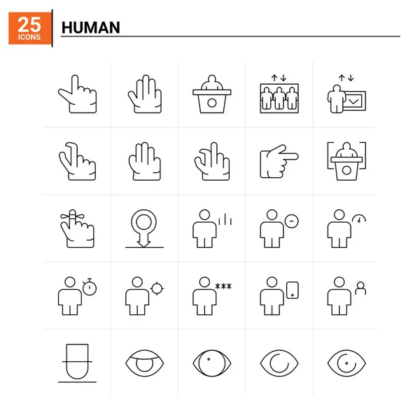 25 Conjunto de ícones humanos. fundo vetorial —  Vetores de Stock