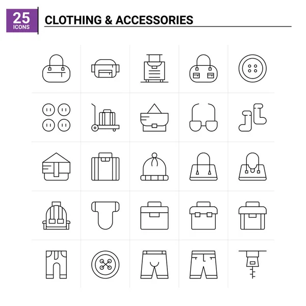 25 Clothing & Accessories icon set. vector background — Stock Vector
