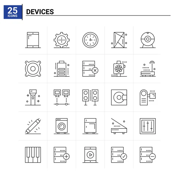 Ensemble d'icônes de 25 appareils. fond vectoriel — Image vectorielle