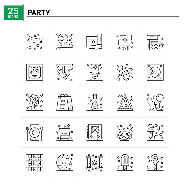 25 Conjunto de iconos del partido. fondo de vector — Vector de stock