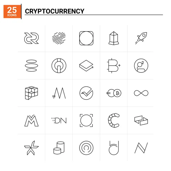 25 Conjunto de iconos criptomoneda. fondo de vector — Vector de stock