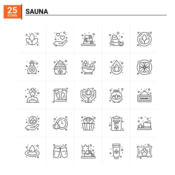 25 Sauna simgesi seti. vektör arkaplanı — Stok Vektör