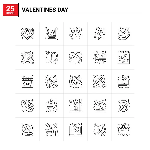 25 Valentines ensemble icône de la fête. fond vectoriel — Image vectorielle