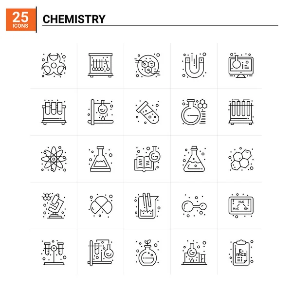 25化学アイコンセット。ベクトル背景 — ストックベクタ
