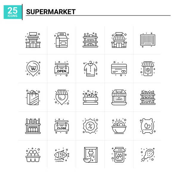 25 Supermarkt icoon set. vectorachtergrond — Stockvector