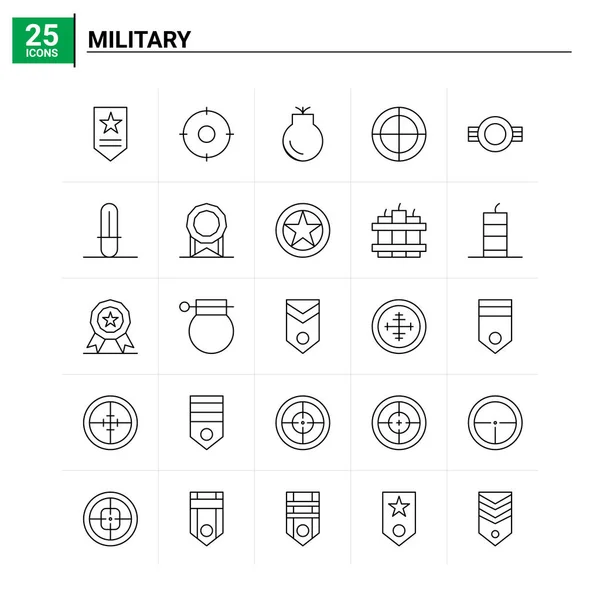 25 Военный иконный набор. векторный фон — стоковый вектор