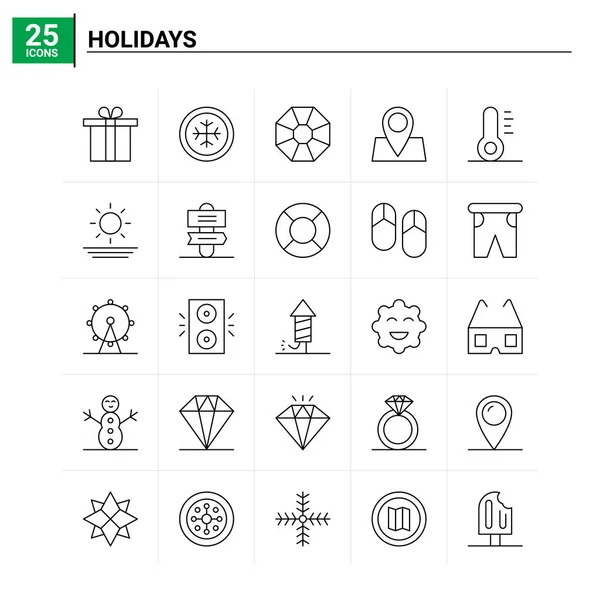 25 Sada ikon svátků. pozadí vektoru — Stockový vektor