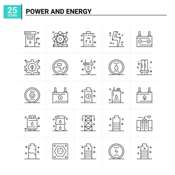 25 Sada ikon Power And Energy. pozadí vektoru — Stockový vektor