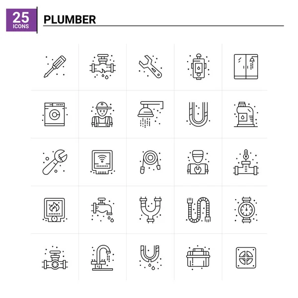 Set di 25 icone idrauliche. sfondo vettoriale — Vettoriale Stock
